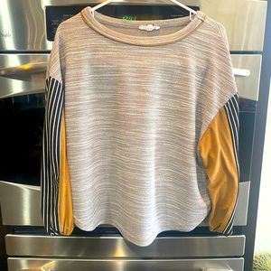 Beautiful Long Sleeved Multi Textured and Patterned Top Size XS